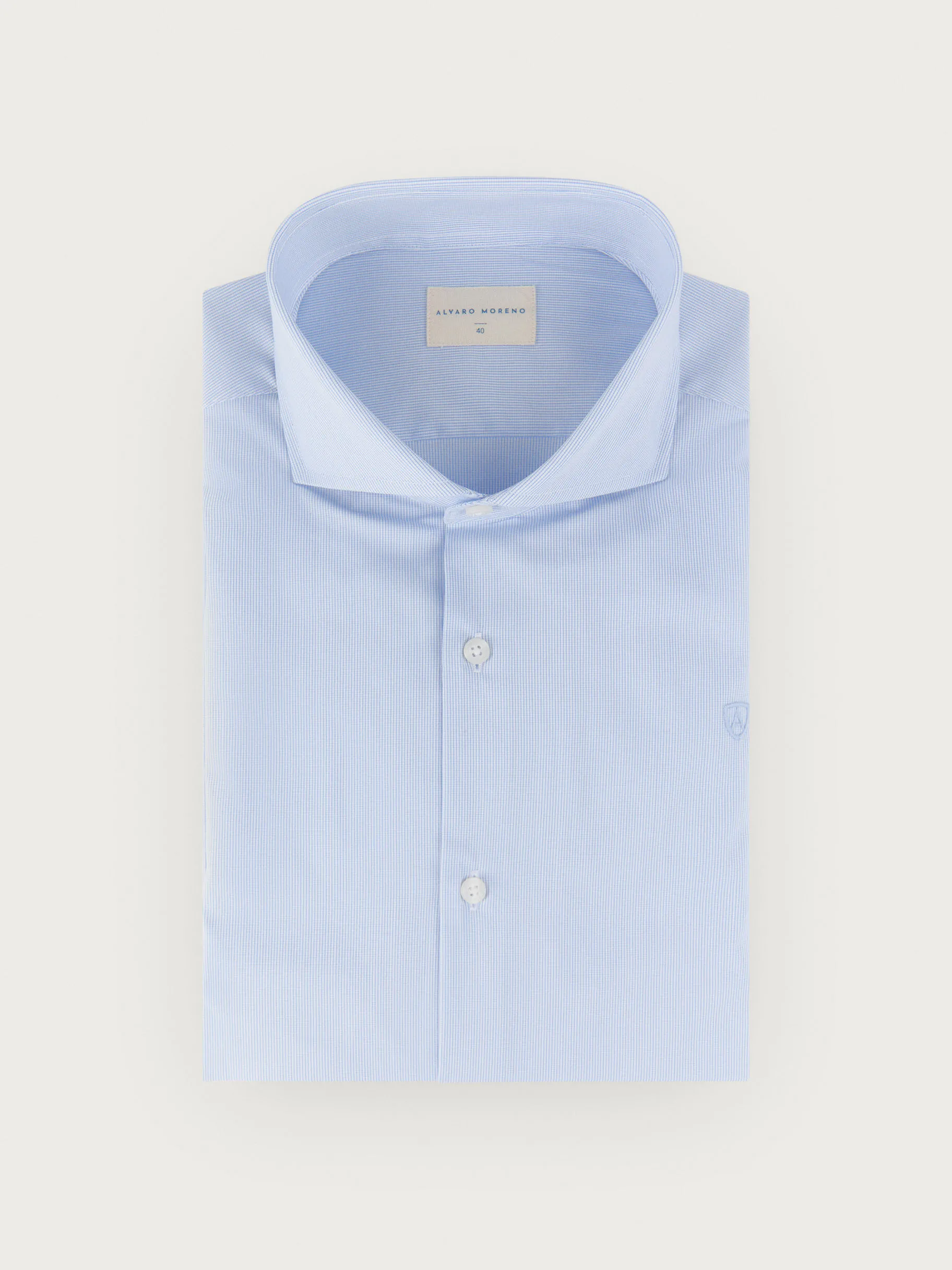 Shop Alvaro Moreno CAMISA COMFORT MICRO CHECKS Celeste