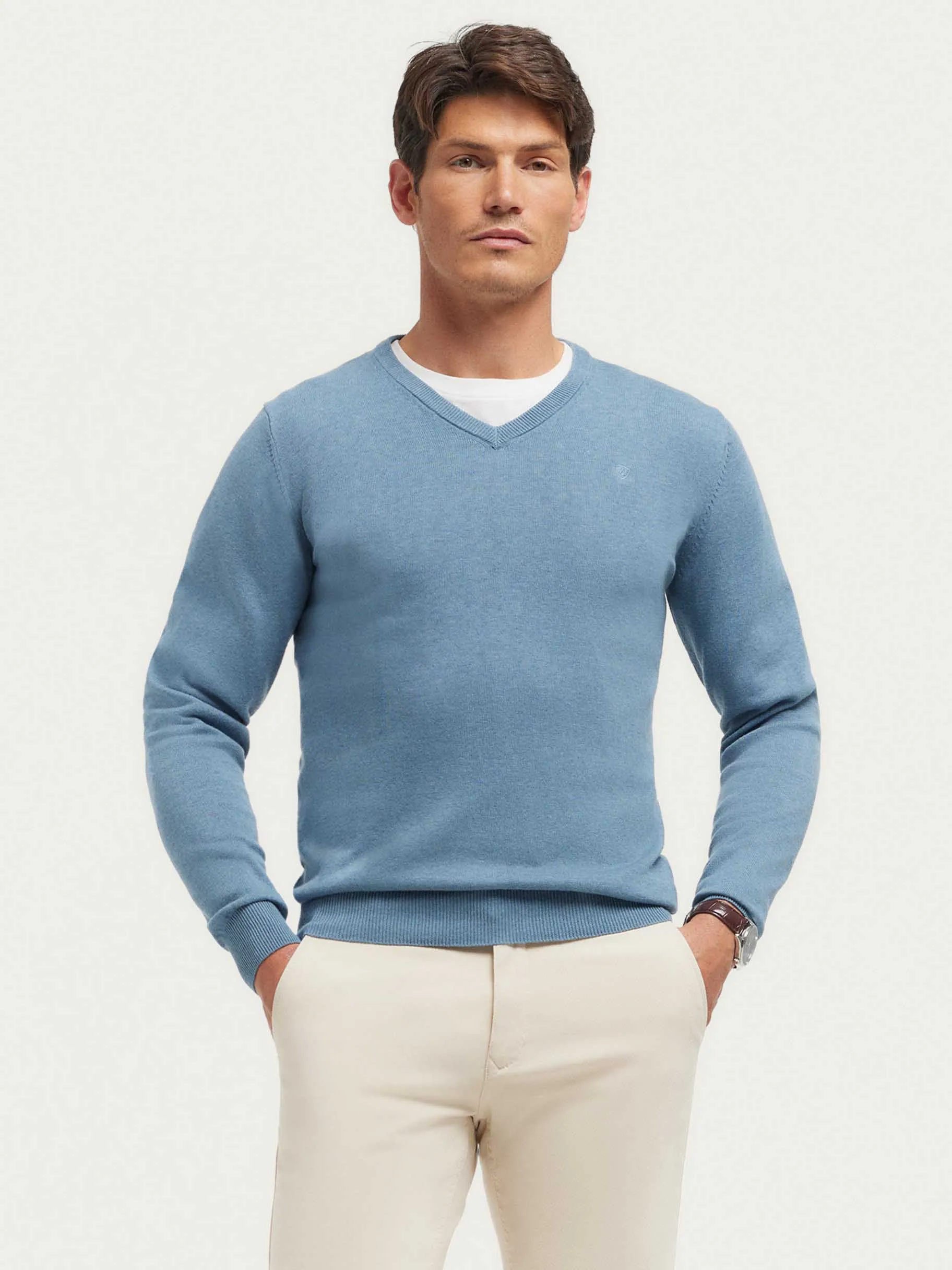 New Alvaro Moreno JERSEY V-NECK TRENDY Celeste